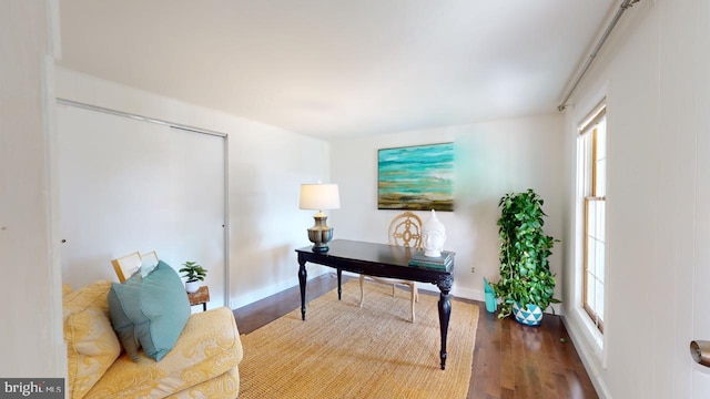 office space featuring hardwood / wood-style flooring and a wealth of natural light