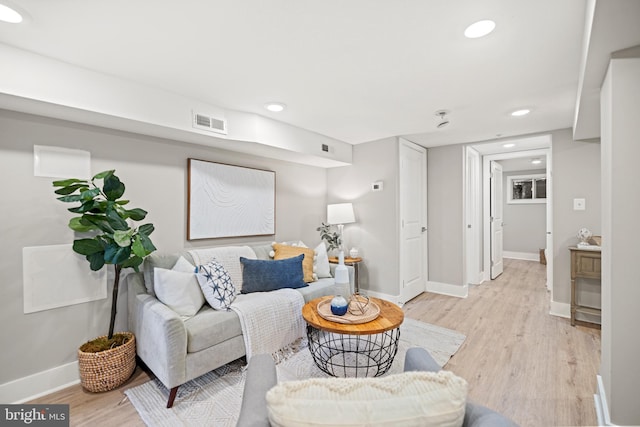 living room featuring light hardwood / wood-style flooring