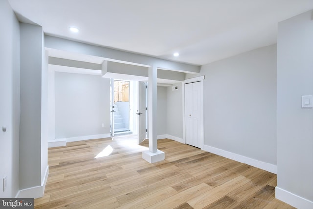 unfurnished bedroom with light hardwood / wood-style floors