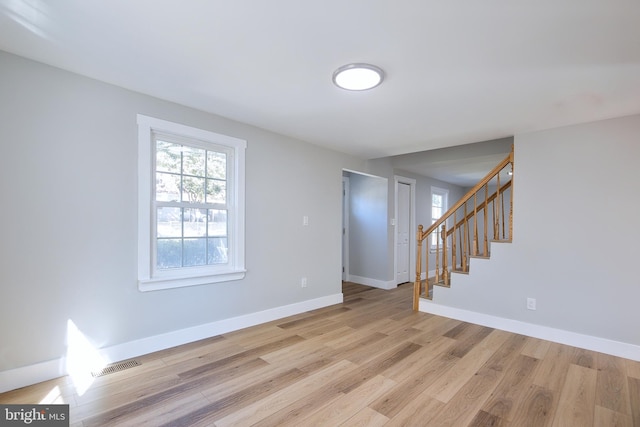 unfurnished room featuring light hardwood / wood-style floors