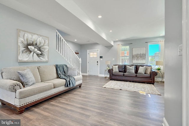 living room featuring hardwood / wood-style flooring