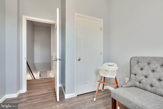 sitting room featuring hardwood / wood-style flooring