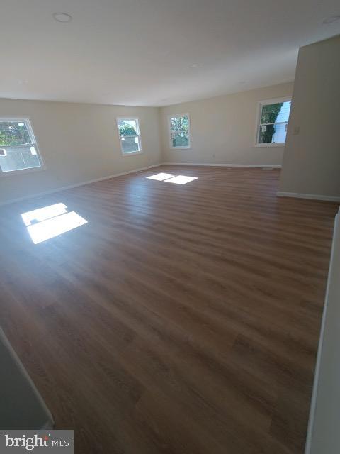 spare room featuring wood finished floors, baseboards, and a healthy amount of sunlight