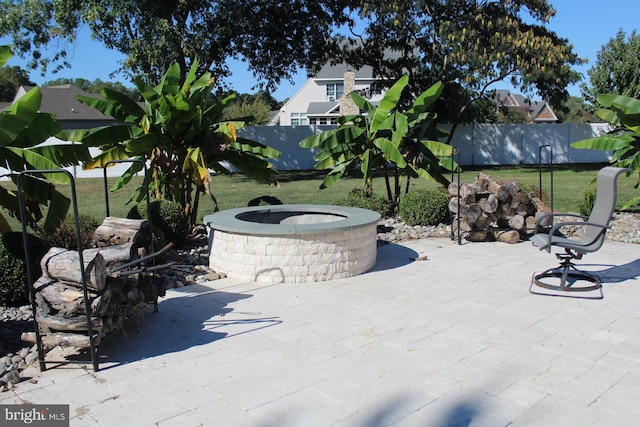 view of patio featuring fence