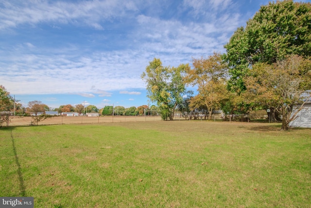 view of yard with a rural view