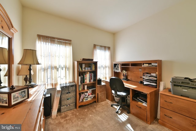 view of carpeted office