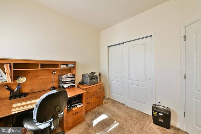 view of carpeted office space