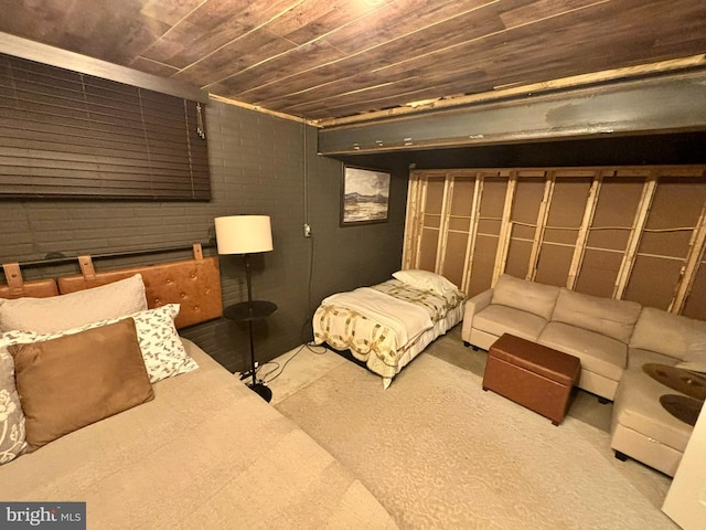 bedroom with wooden ceiling