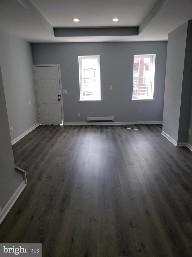 entrance foyer with plenty of natural light and dark hardwood / wood-style floors