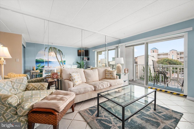 view of tiled living room