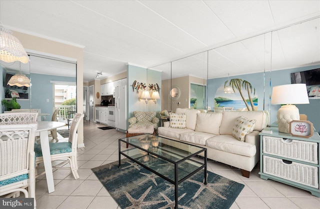 view of tiled living room