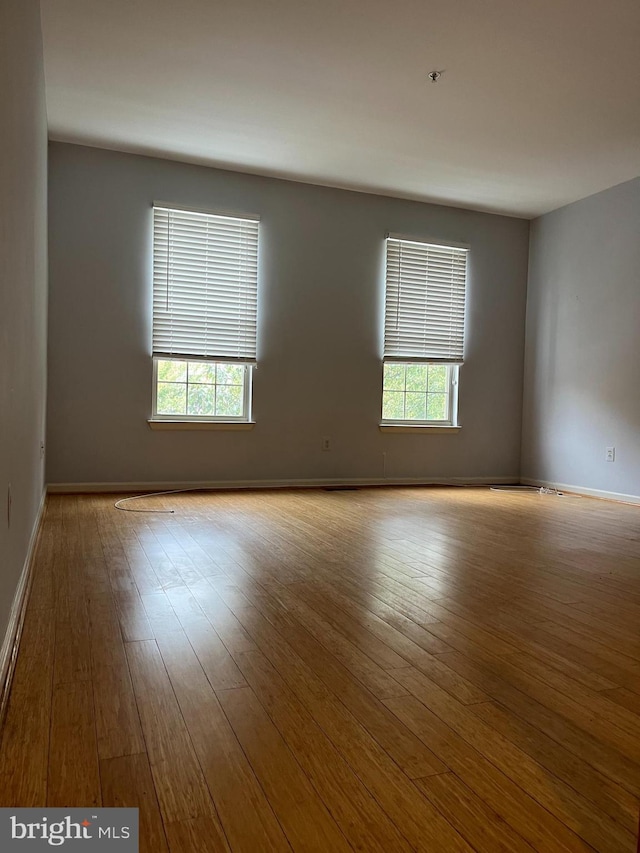 spare room with light hardwood / wood-style floors and plenty of natural light