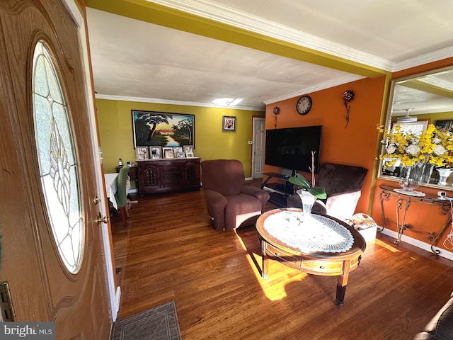 dining room featuring crown molding and wood-type flooring