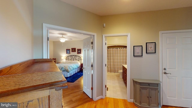 hall with light wood-style flooring