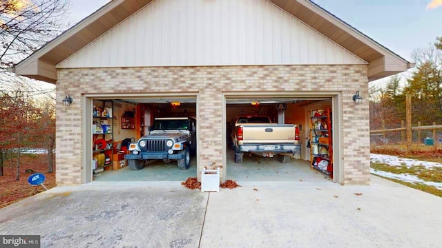 view of detached garage