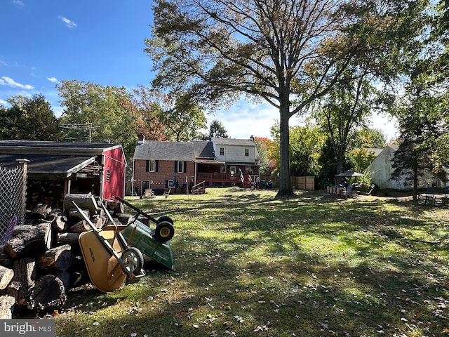 view of yard with a deck