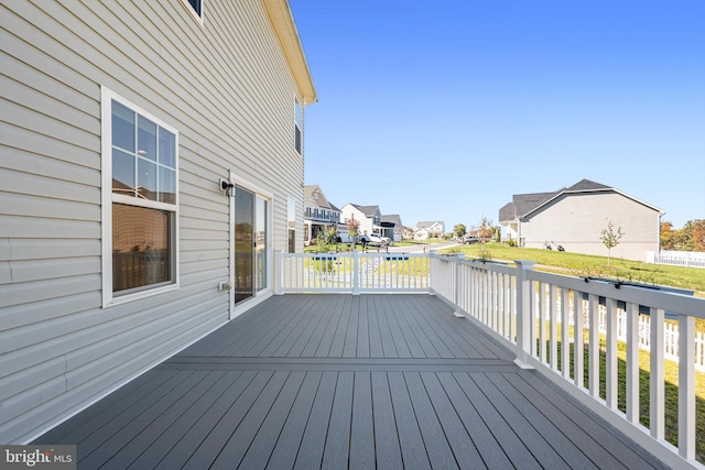 deck featuring a water view