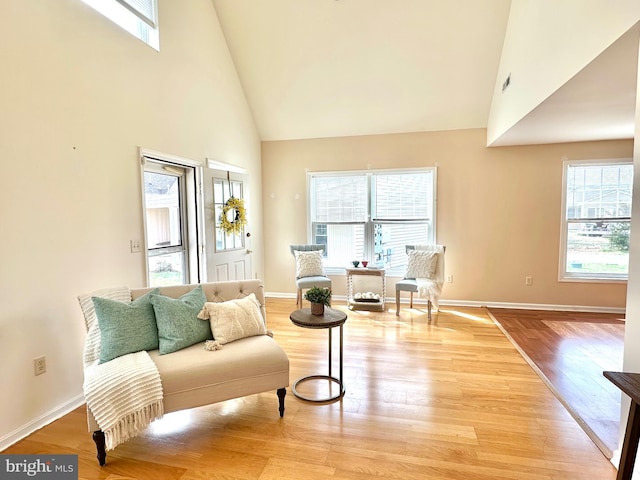 502 Pond Way, Church Hill, MD 21623 - living area with light wood-type flooring, a wealth of natural light, and high vaulted ceiling
