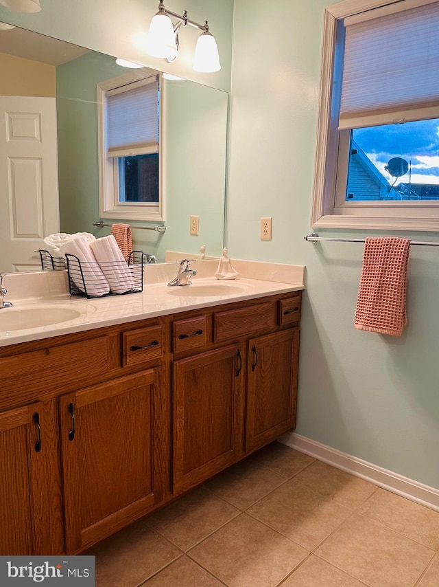 bathroom featuring vanity and tile patterned floors