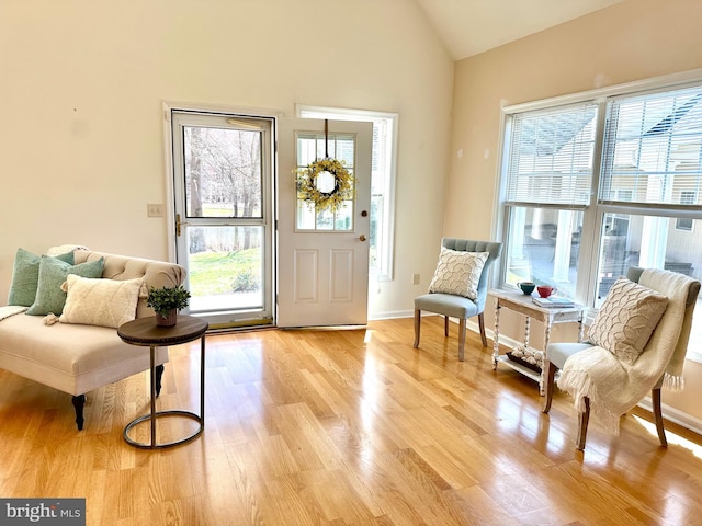 502 Pond Way, Church Hill, MD 21623 - entrance foyer with high vaulted ceiling, plenty of natural light, baseboards, and light wood-type flooring