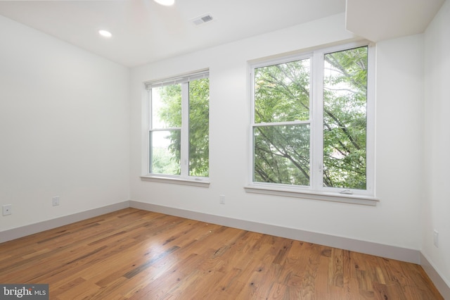 unfurnished room featuring wood-type flooring and plenty of natural light