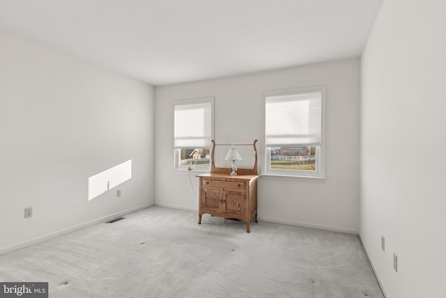 carpeted empty room with a skylight