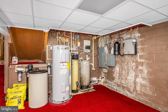 utilities featuring electric water heater and electric panel