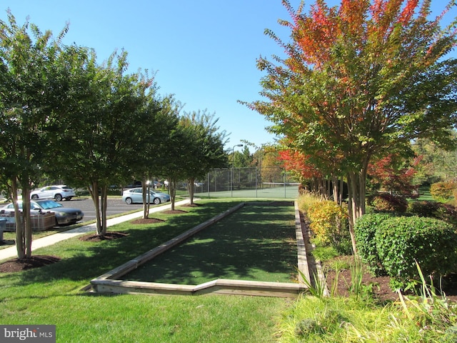 view of property's community featuring a yard