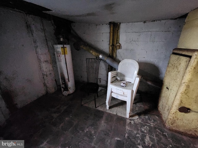 basement with water heater