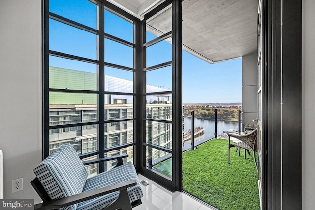 balcony with a water view