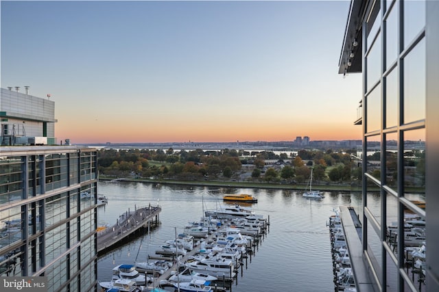 water view with a boat dock