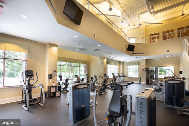 exercise room with plenty of natural light