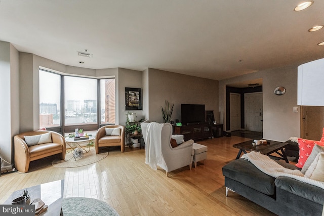 living room featuring light hardwood / wood-style floors