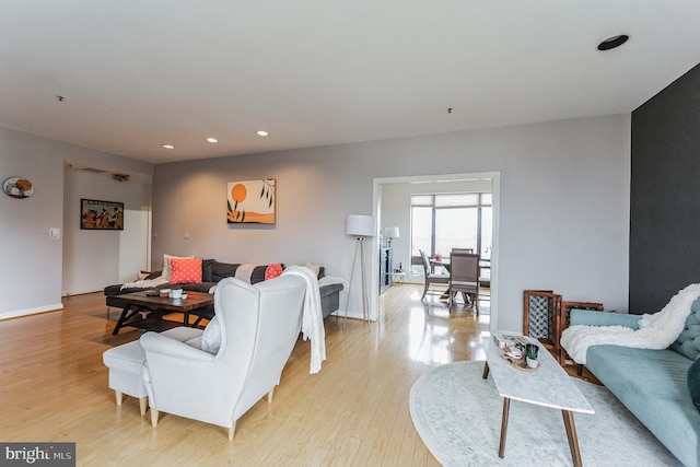 living room featuring light hardwood / wood-style flooring