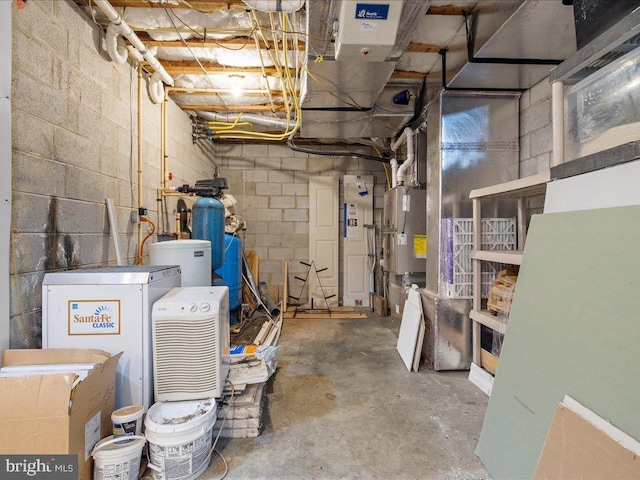 basement with water heater