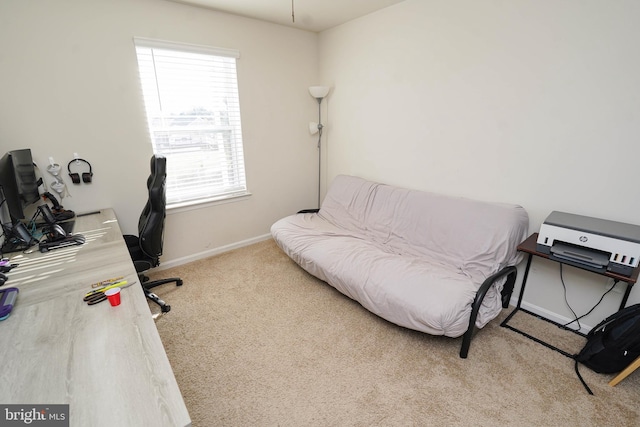 view of carpeted home office