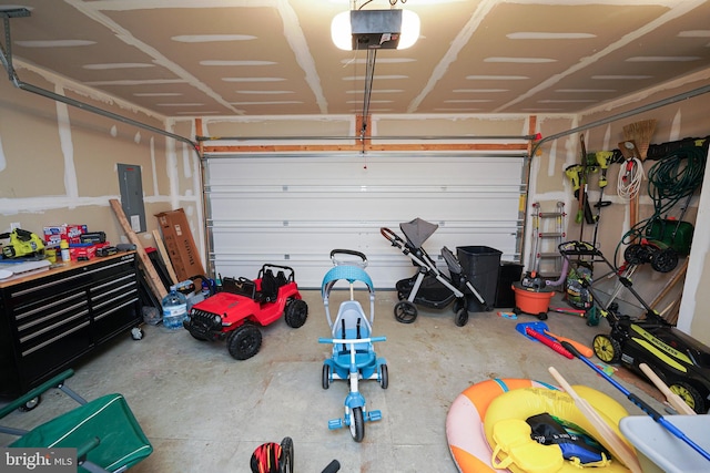 garage with a garage door opener