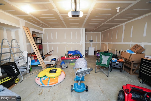 garage with a garage door opener