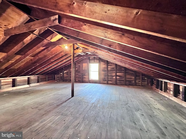 view of unfinished attic
