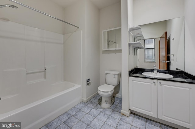 full bathroom with vanity, toilet, and shower / bathtub combination