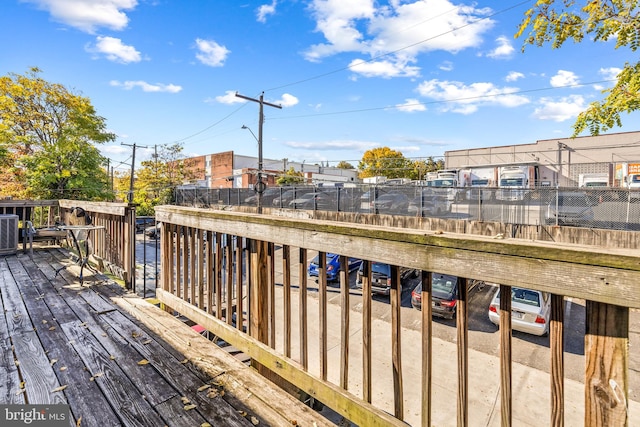 wooden terrace with cooling unit