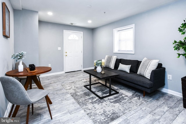 living room featuring light hardwood / wood-style flooring