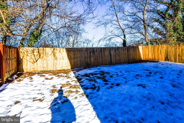 view of yard covered in snow