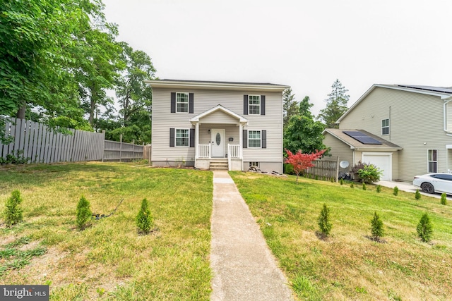 view of front facade featuring a front yard