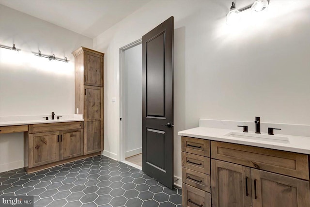 bathroom with tile patterned floors and vanity