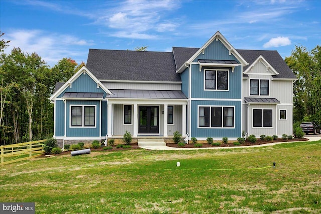 view of front of house featuring a front lawn