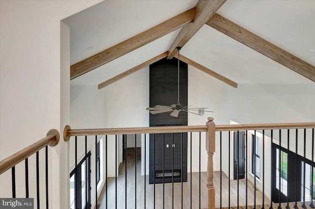 interior details featuring beam ceiling and wood-type flooring