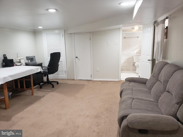 office area with carpet flooring