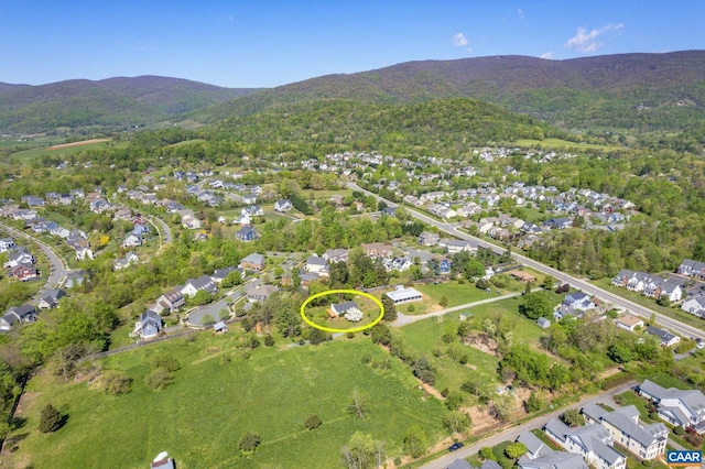 bird's eye view featuring a mountain view