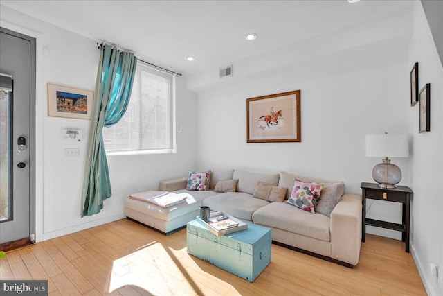 living room featuring light hardwood / wood-style flooring